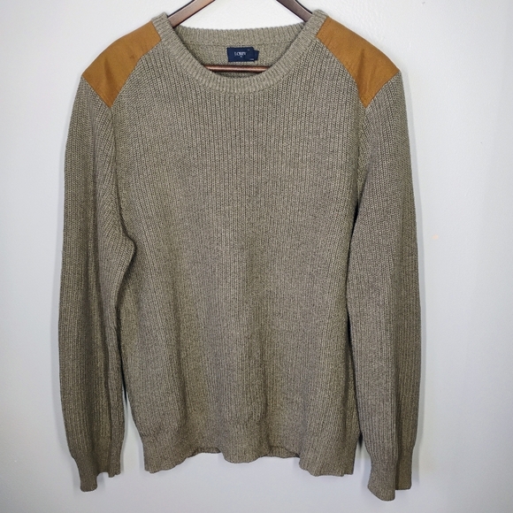 J Crew Ribbed Knit Cotton Crewneck Sweater Woodsman Shoulder Patch Mens Large - Picture 11 of 11